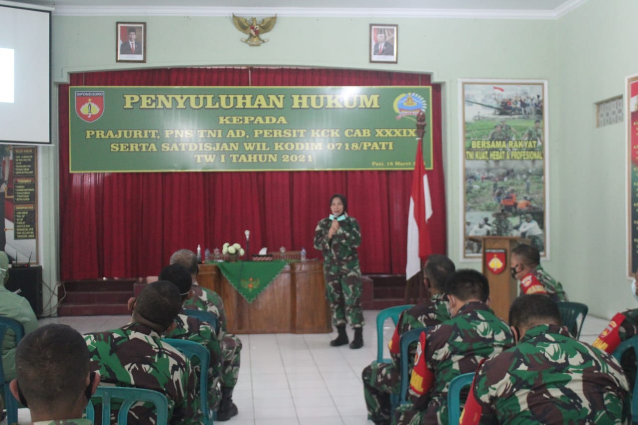 Prajurit TNI Wajib Taat Hukum, Kodim 0718 Pati Laksanakan Pembekalan Tentang Hukum