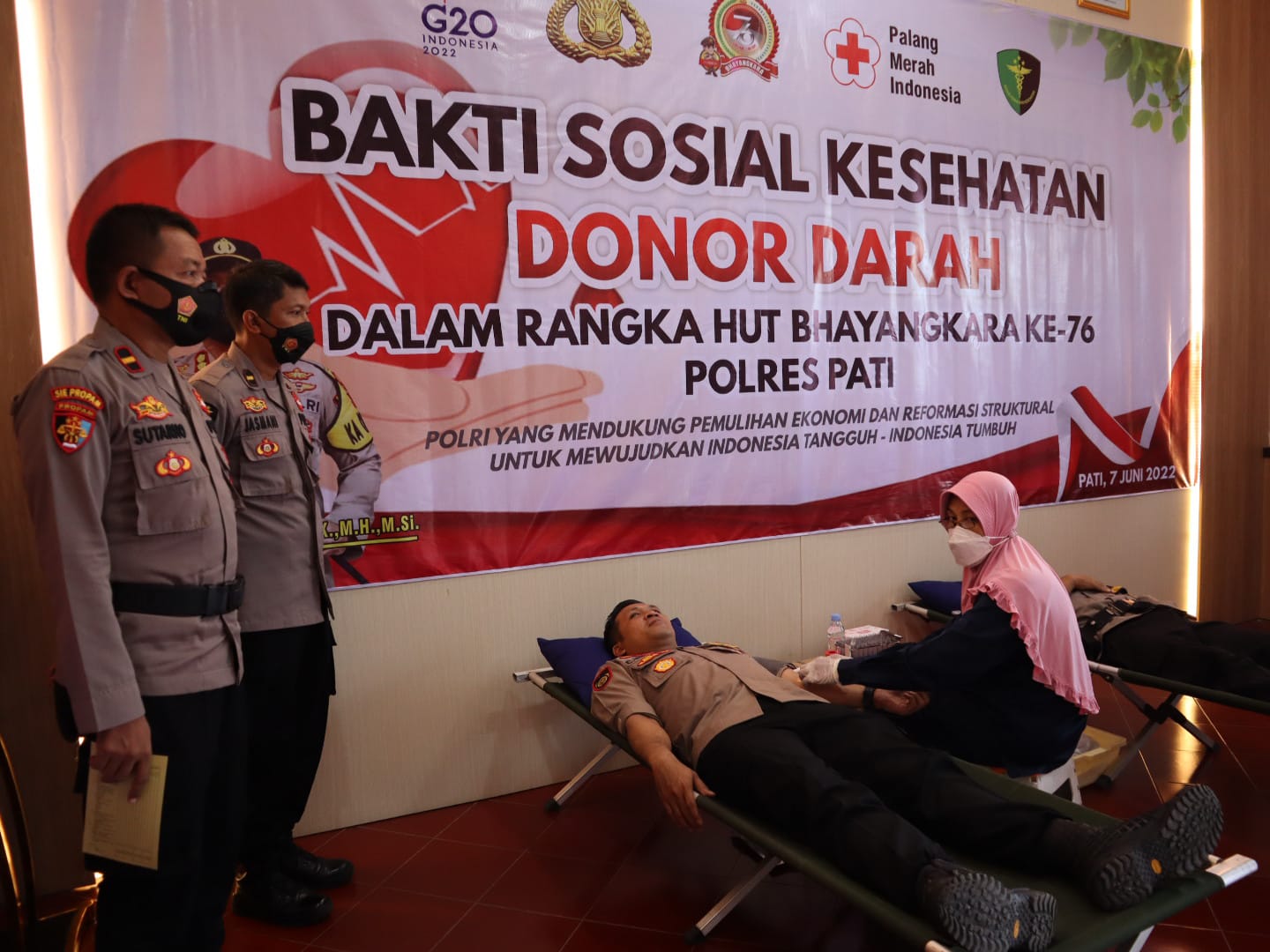 Sambut HUT Bhayangkara ke-76 Polres Pati Laksanakan Baksos Donor Darah