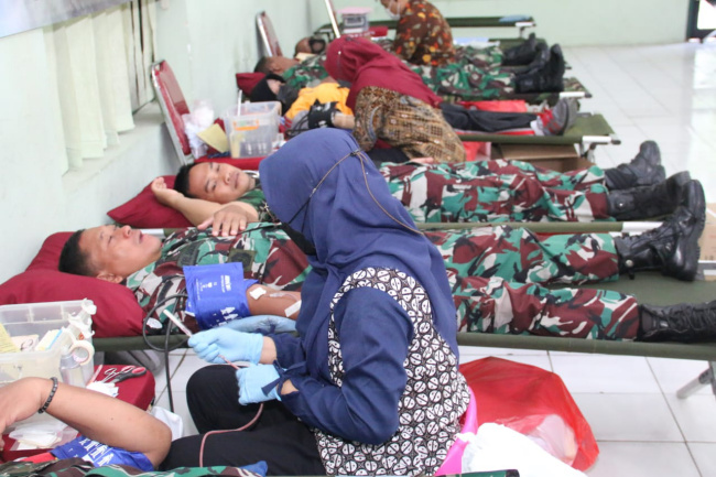 HUT ke-77 TNI, Kodim 0718/Pati Helat Donor Darah