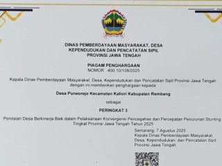 Prestasi Gemilang Desa Purworejo, Juarai Penanganan Stunting se-Jawa Tengah